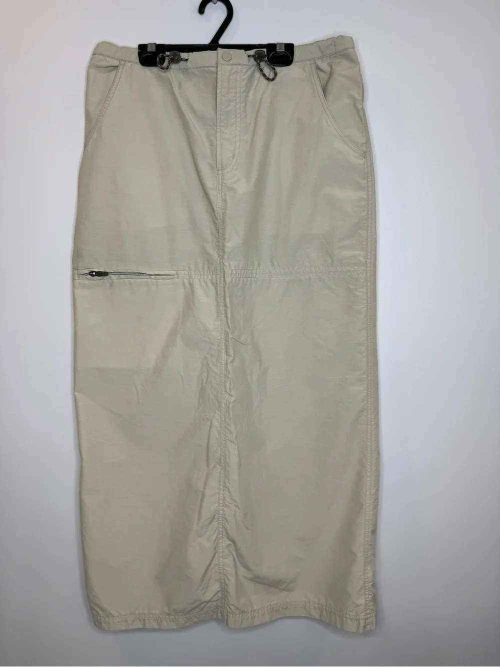 Vintage Utility Cargo Midi Skirt Beige Gorpcore Hiking Outdoor Minimalist Pocket - Picture 2 of 8